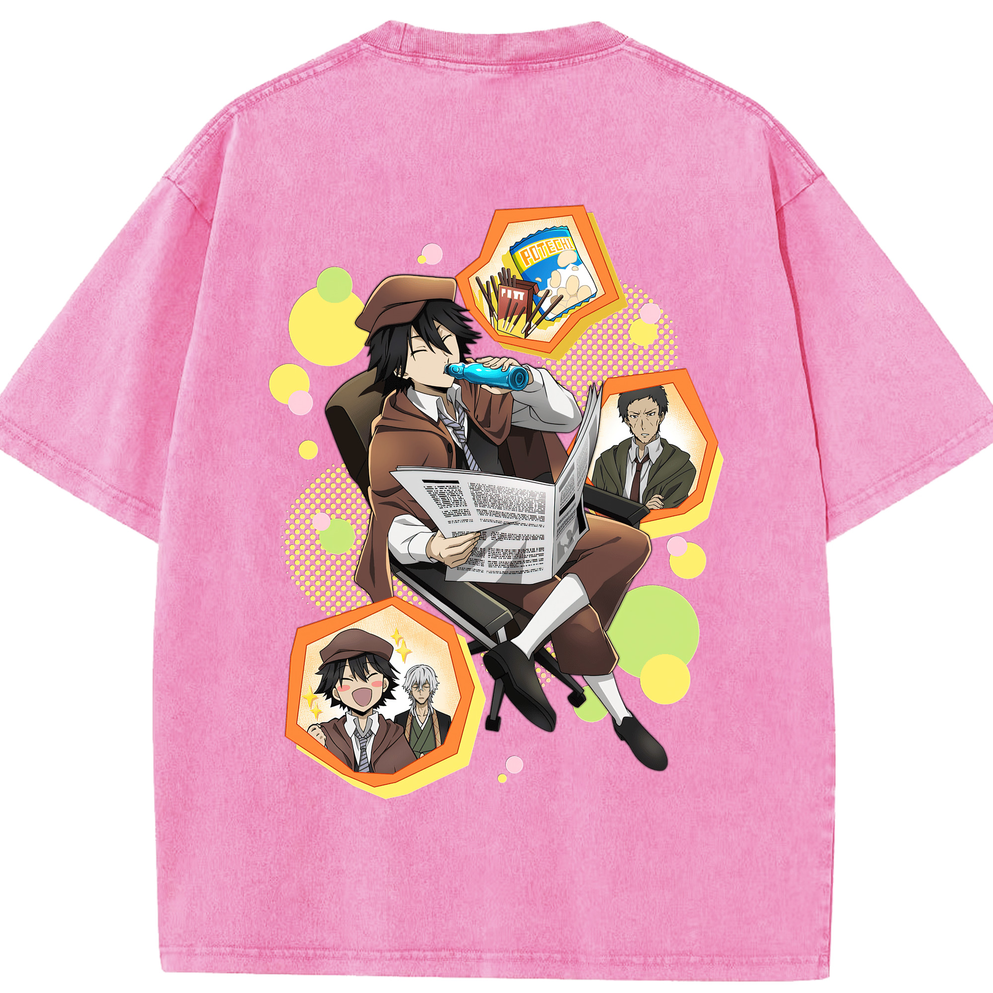 （画像用） 文豪ストレイドッグス Bungo Stray Dogs 綿100% ヴィンテージ風 半袖Tシャツ（背面プリント）